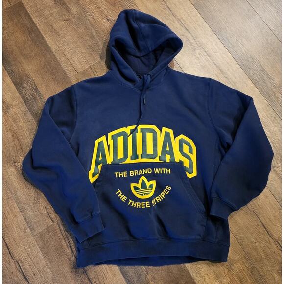 ADIDAS VRCT Hoodie Night Indigo Mens Sz Large Big Logo Navy Blue - Picture 1 of 8